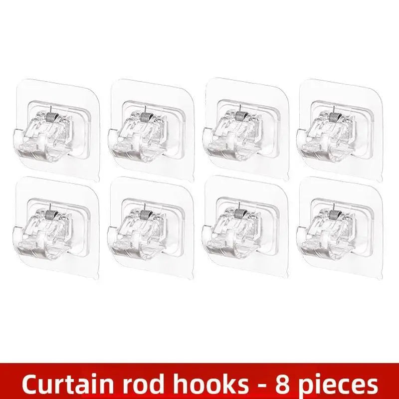 No-Drill Telescopic Rod Holder, Thickened Adhesive Rod Clip, Bathroom Rod, Curtain Rod, Door Curtain Rod, Dormitory Rod