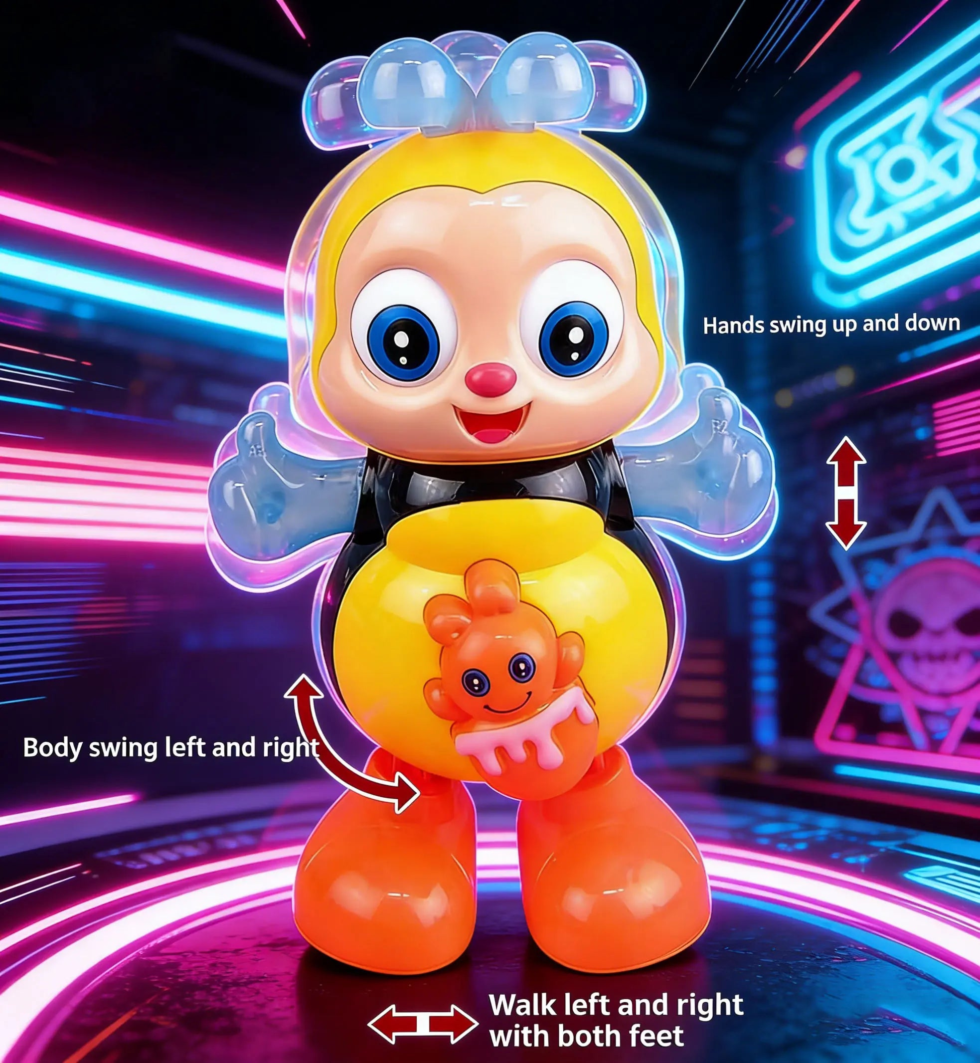 Dancing Bee Baby Toy with Music & LED Lights – Interactive Toddler Sensory Toy, Musical Walking Bee for Infants & Preschool Kids, Early Learning Gift for Boys Girls 18M+