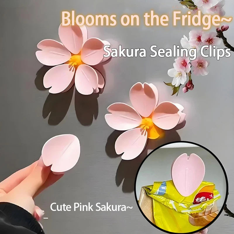 Sakura Magnetic Fridge Magnet Seal Clip Petal Sealing Clip Bag Clip Snack Sealer Multifunctional Kitchen Food Storage DJ005